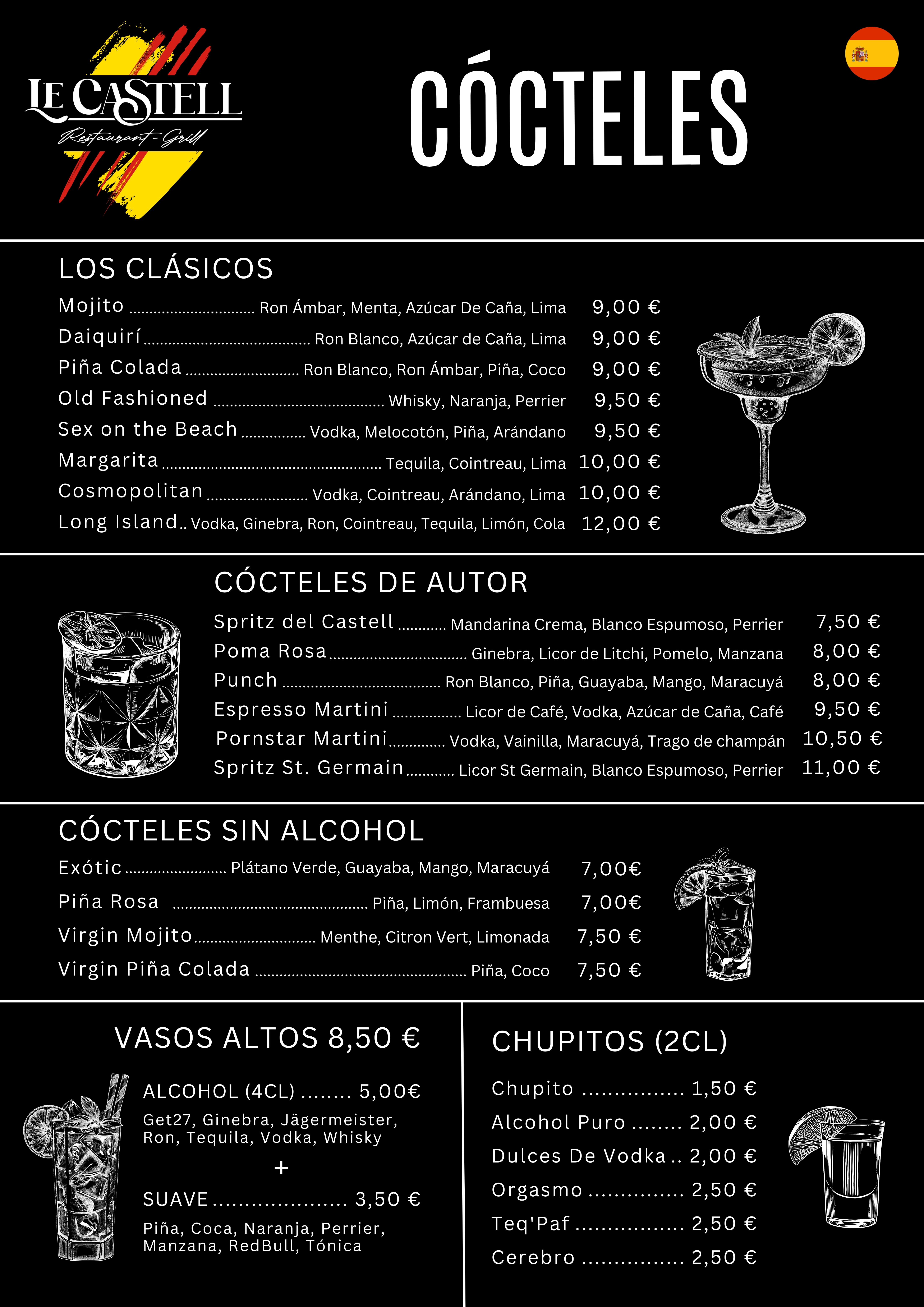 Menú de cócteles