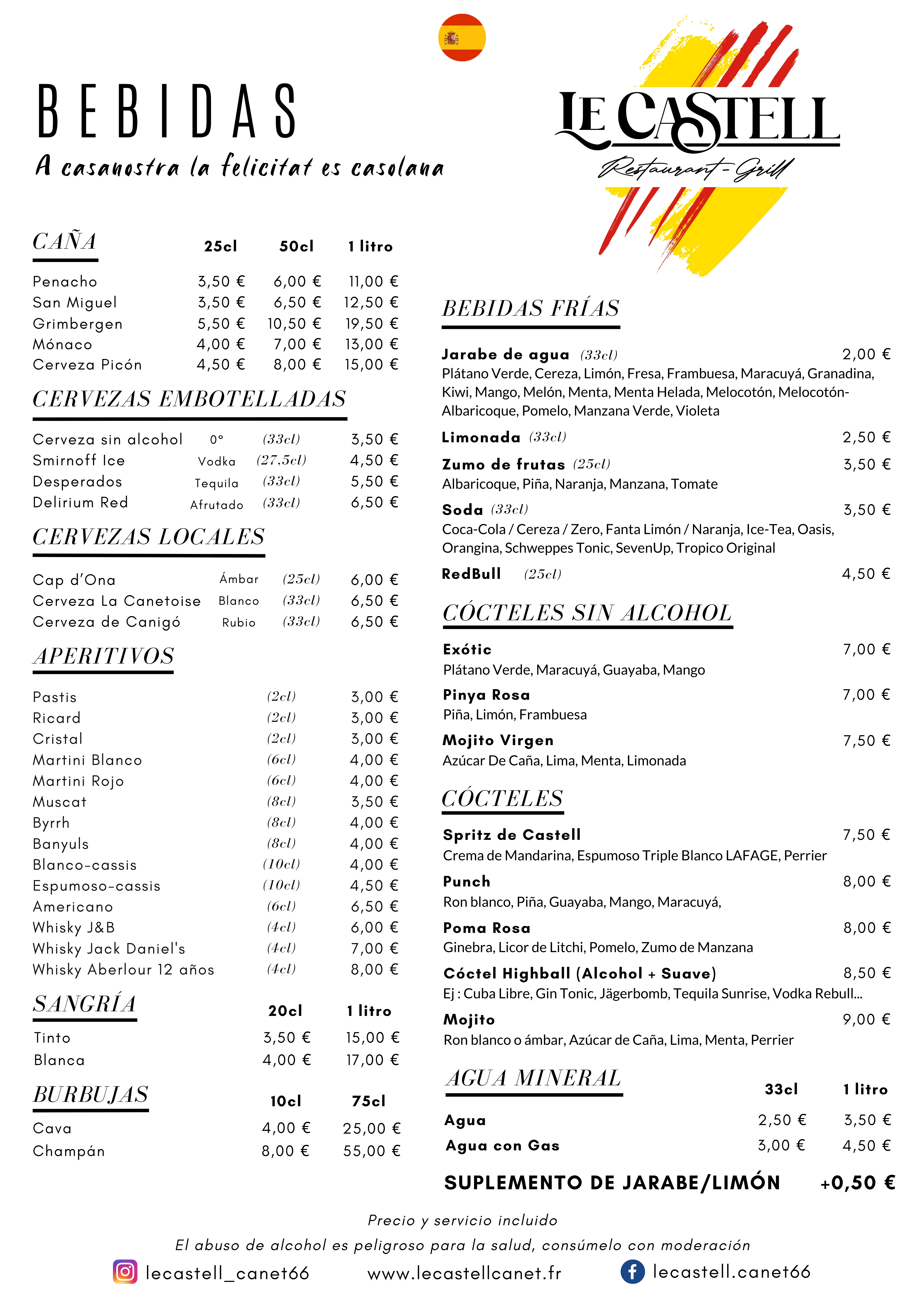 Carta de bebidas